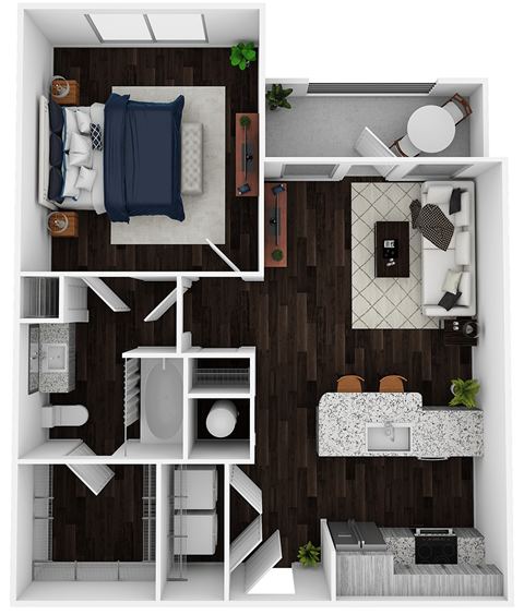 A1 - 661sf Floor Plan at Artesia Big Creek, Georgia